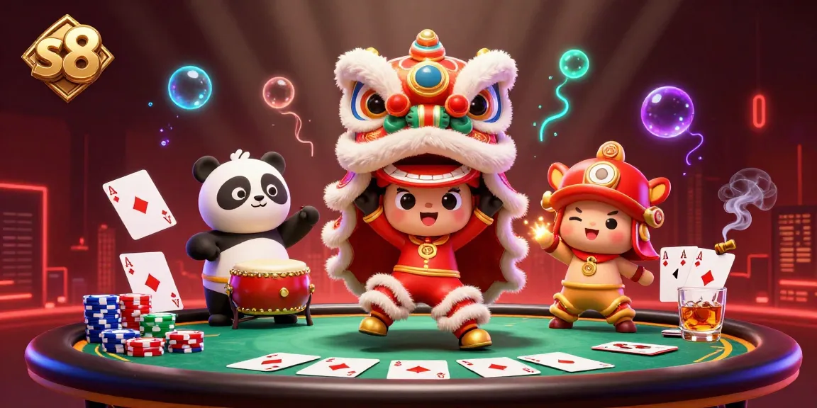 Experience the thrilling excitement of s8 casino with the dazzling lion dance and poker elements.