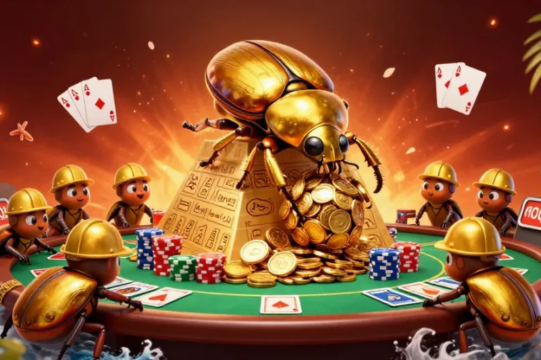 Engage with thrilling o8 kjc casino dynamics featuring a golden dung beetle scene.